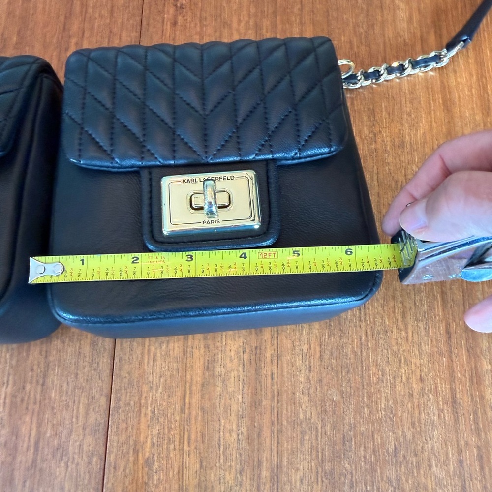Karl Lagerfeld Dual Black Quilted Crossbody Bag - Picture 10 of 11
